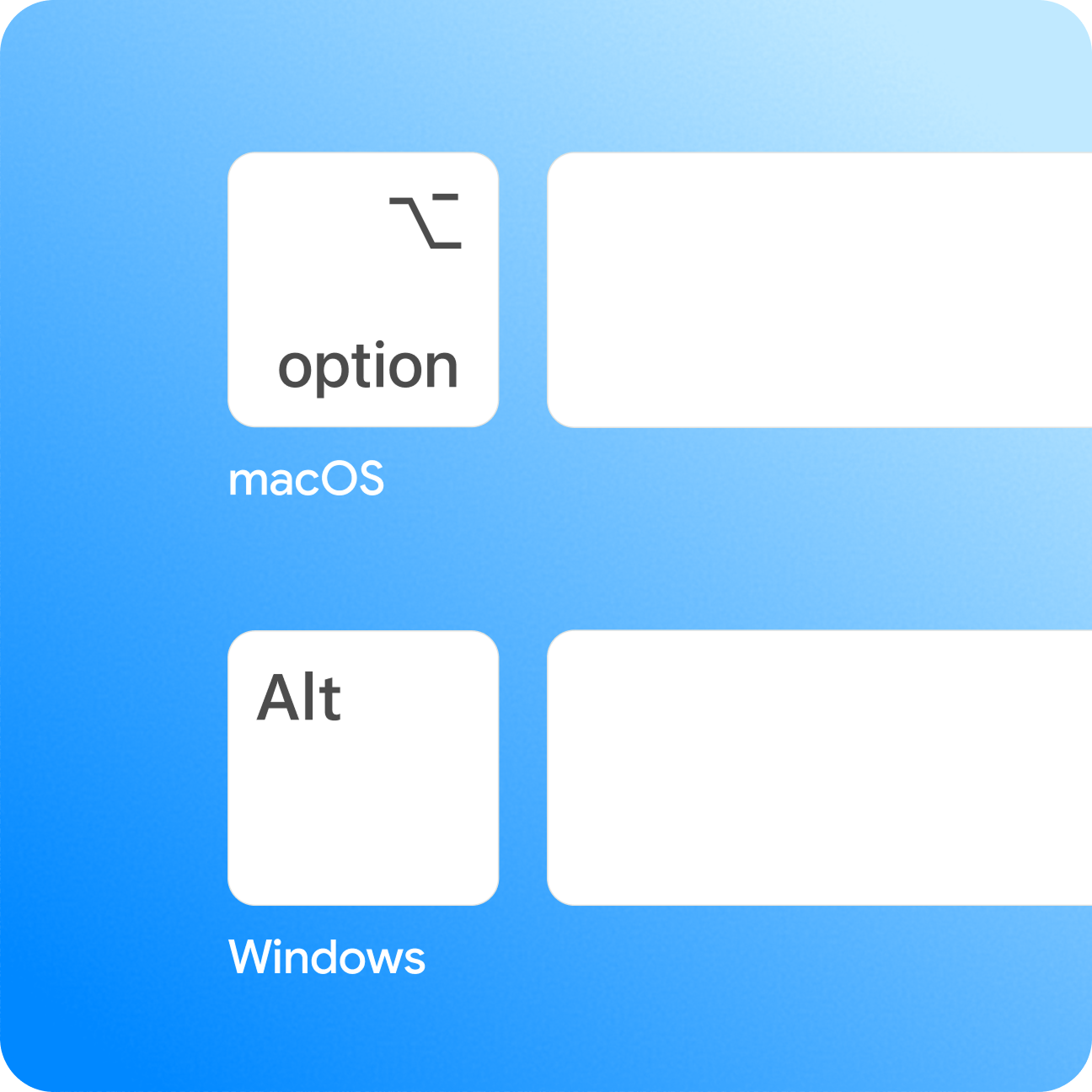 デスクトップ版Geminiのキーボードショートカット説明図（macOSはOption+Space、WindowsはAlt+Space）